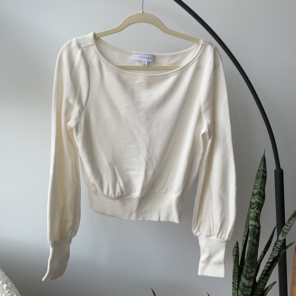 NWOT Cream intermix cotton-poly blend sweater